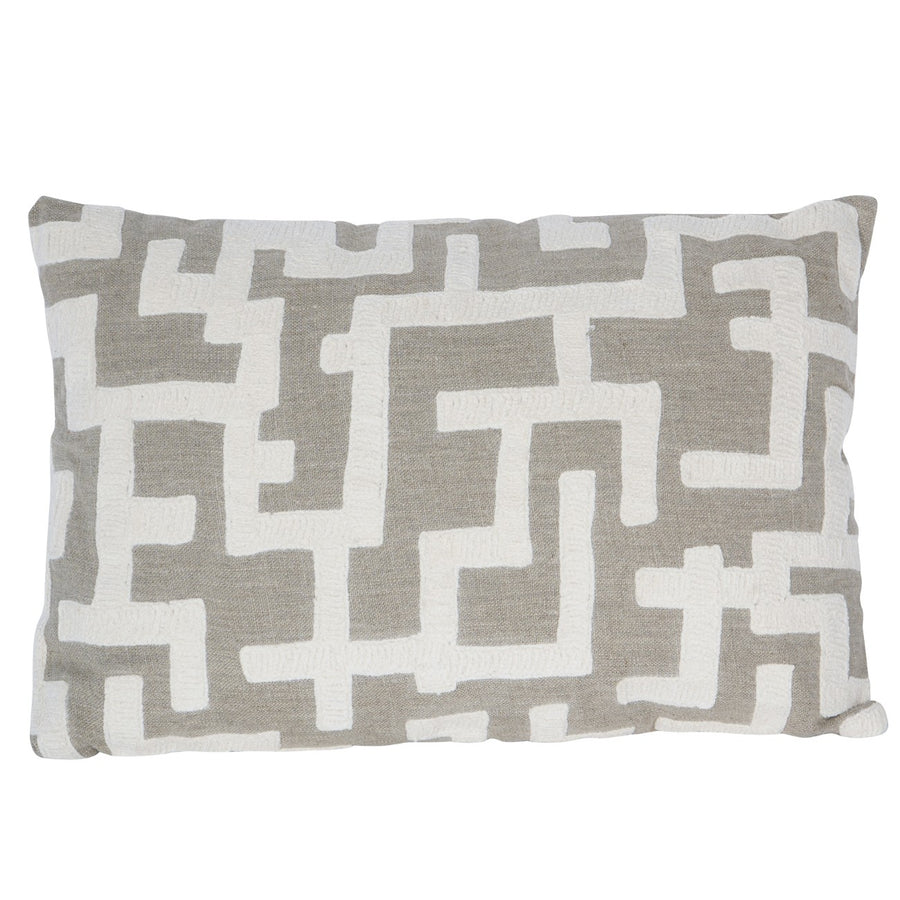 Decorative pillow with geometric pattern on a white background