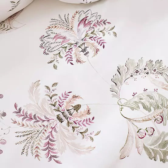 Floral and leaf patterns on a white background