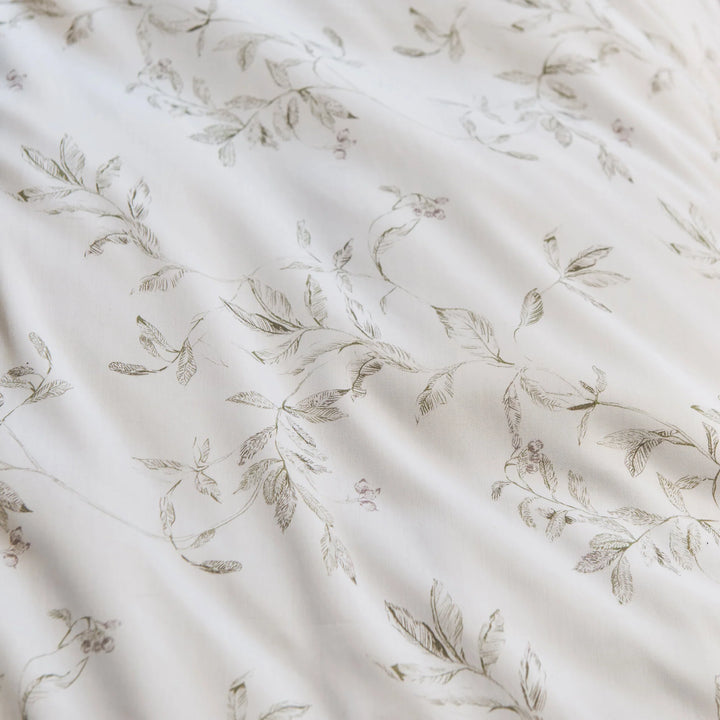 Floral patterned fabric with leaves on a white background