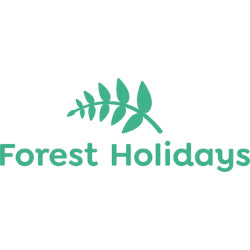 Forest Holidays logo with green leaf design on a white background