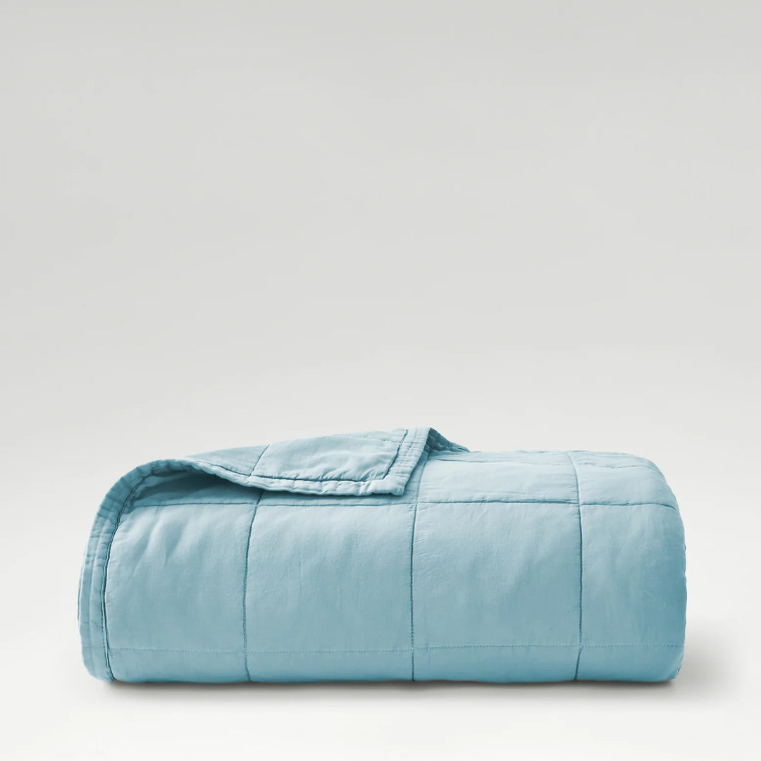 CHRISTY Laundered Cotton Bedspread - Chalk Blue