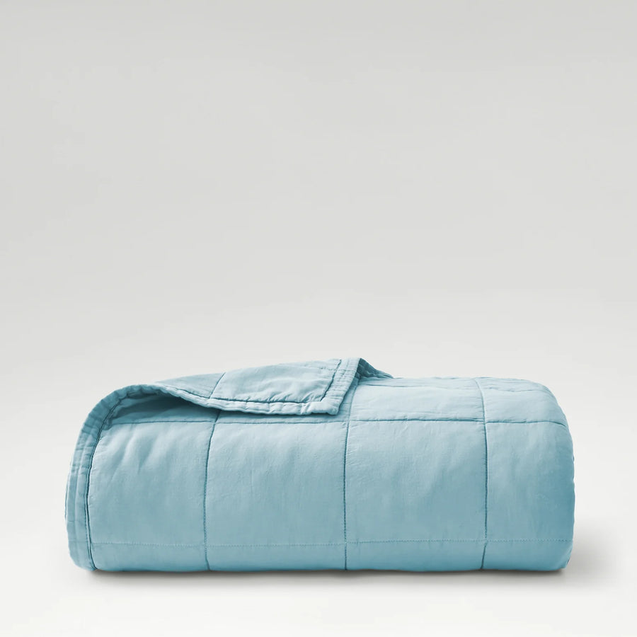 CHRISTY Laundered Cotton Bedspread - Chalk Blue