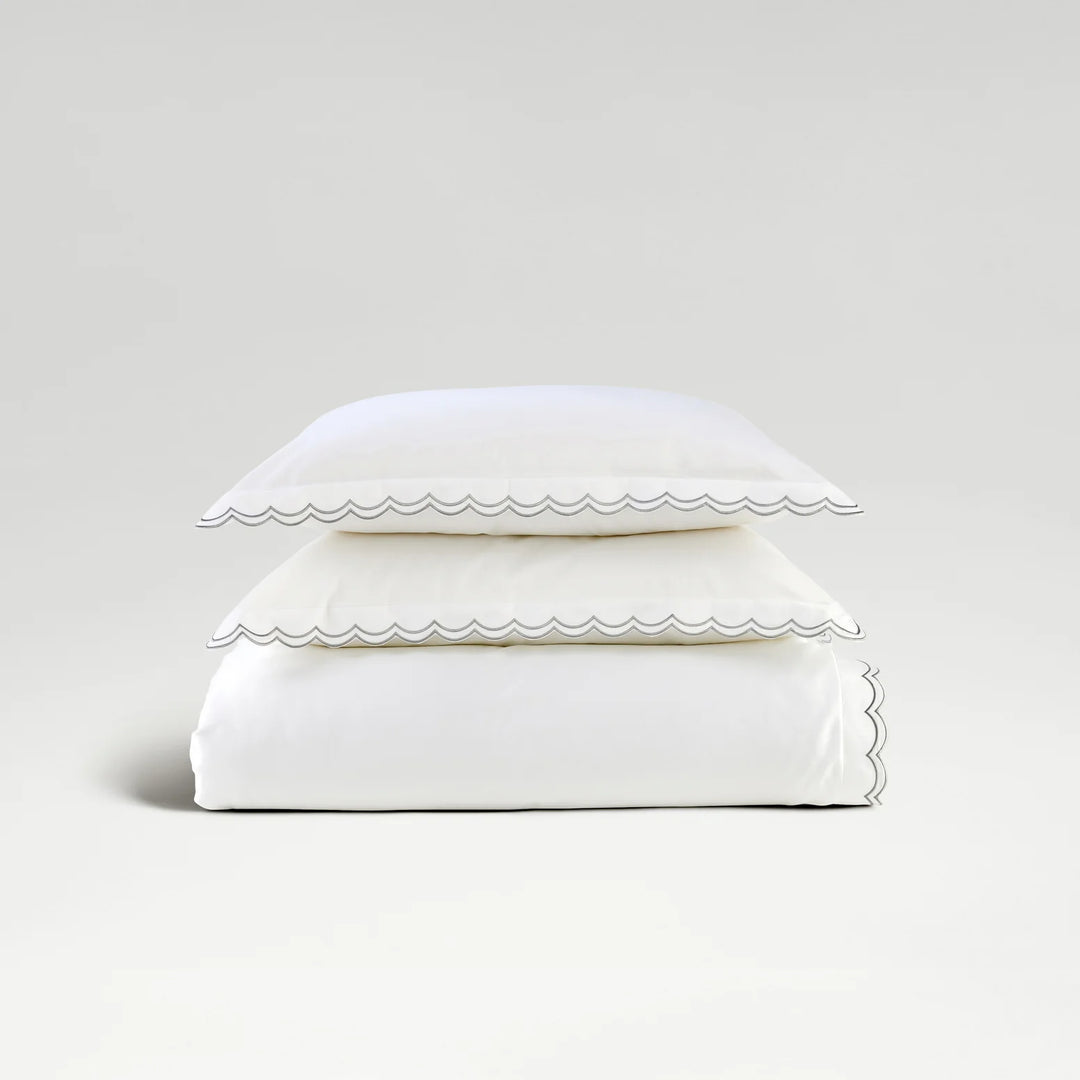 CHRISTY Scallop Edge Duvet Set Silver