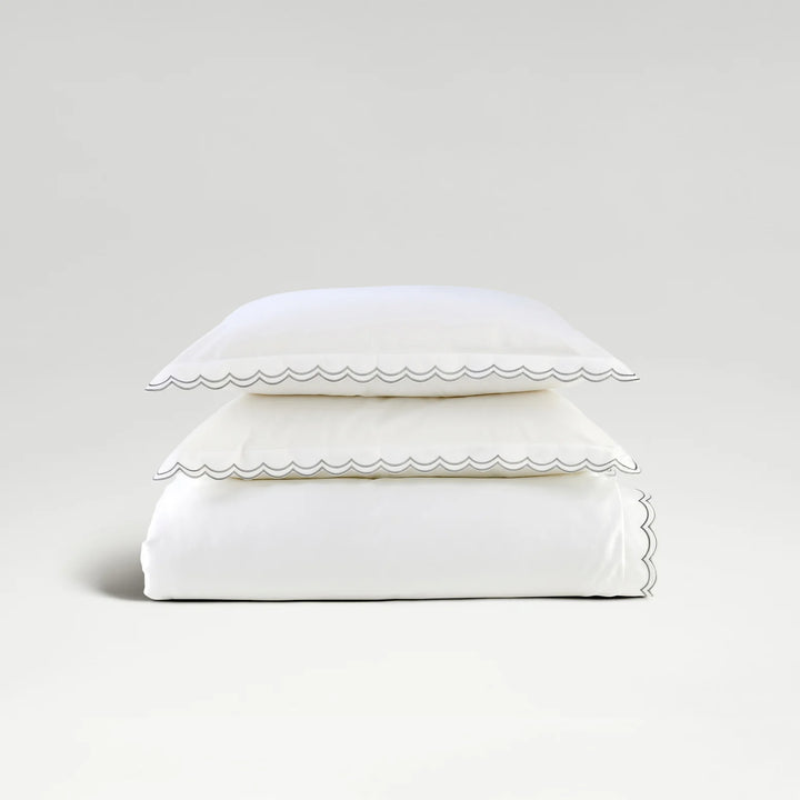 CHRISTY Scallop Edge Duvet Set Silver