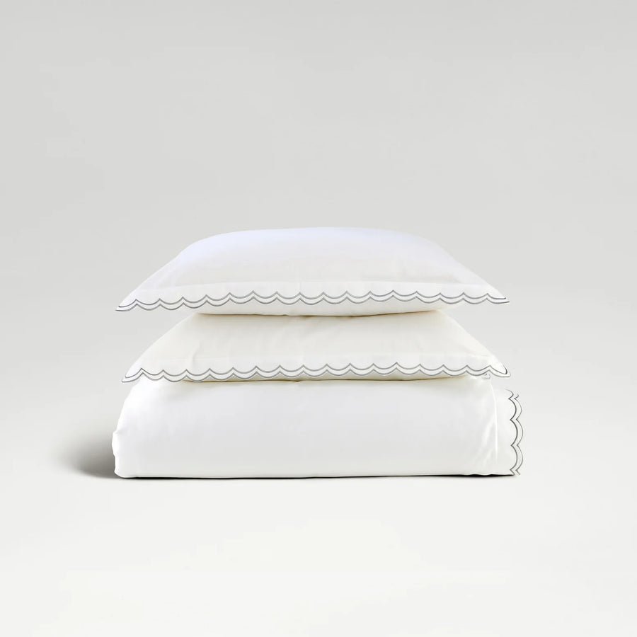 CHRISTY Scallop Edge Duvet Set Silver