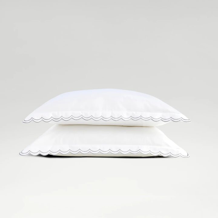 CHRISTY Scallop Edge Oxford Pillowcase Pair Silver
