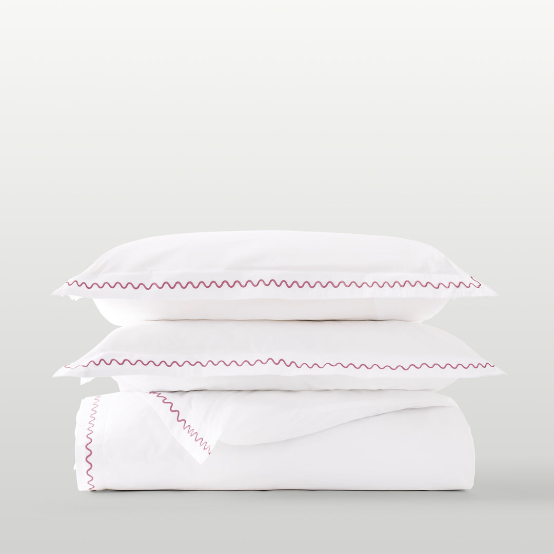 CHRISTY Wave Embroidery Duvet Set Rose Pink