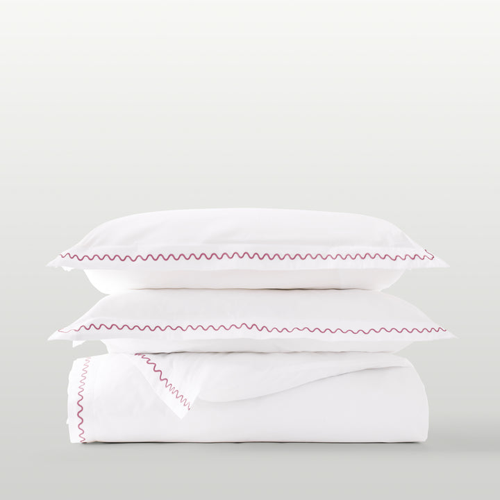 CHRISTY Wave Embroidery Duvet Set Rose Pink
