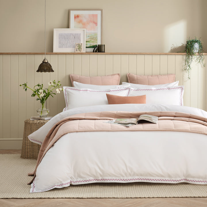 CHRISTY Wave Embroidery Duvet Set Rose Pink