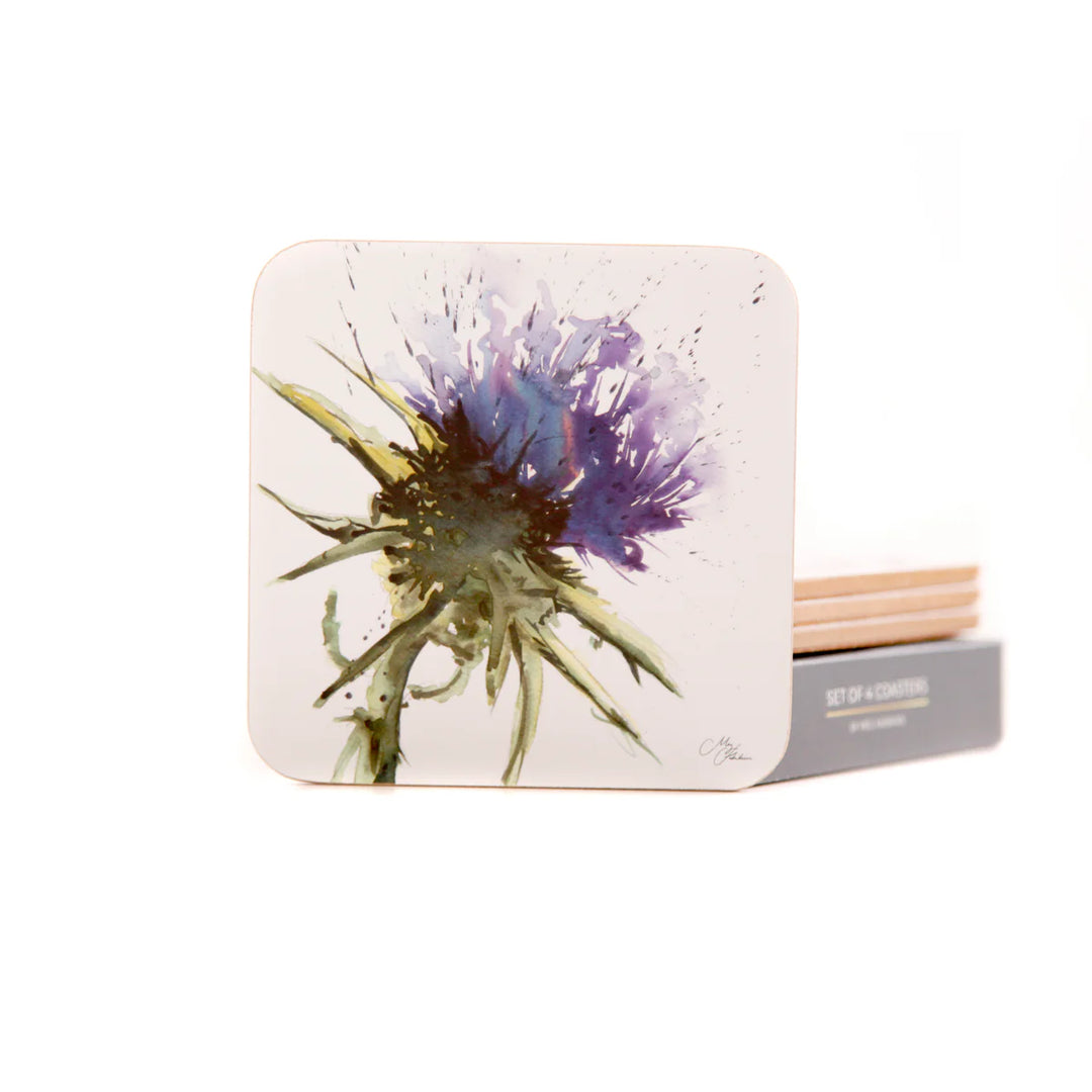 Meg Hawkins Thistle Watercolour Design Coasters 3 Pack